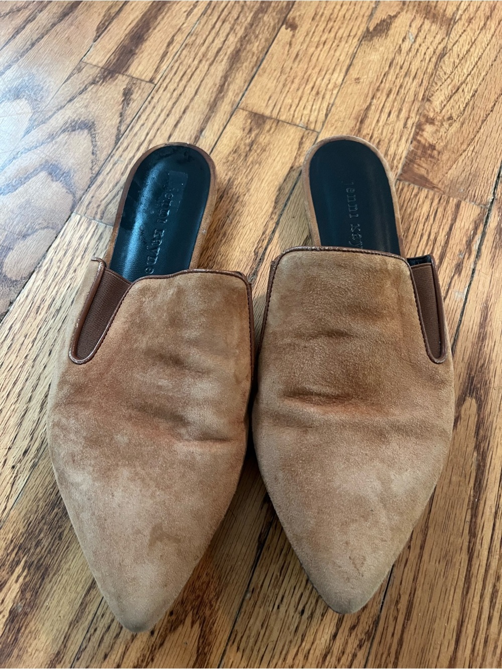 Jenni Kayne Goatksin Suede Mules Cognac Brown Size 37/US 6.5 - Picture 2 of 7